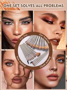 49件套化妆工具套装，包括：25支化妆刷套装+4个化妆海绵+4个圆形粉扑+4个三角形粉扑+2个洁面海绵+4个迷你气垫粉扑+2个化妆刷清洁工具+4个迷你化妆海绵 - 棕色 - 查看 10