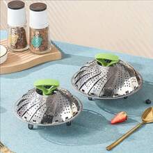 1 Piece Multifunctional And Extendable Stainless Steel Steamer, Suitable For Home Cooking Pots, Non Electric Multifunctional Vegetable Steaming Rack, Suitable For Healthy Cooking, Expandable To Adapt To Various Cookware, Multifunctional Folding Drainage Fruit Basket Steamer, Multifunctional Folding Fruit Basket Steamer, Durable And Easy To Clean, Suitable For Fruits, Vegetables, Dumplings, Buns, Bread, Kitchen Accessories And Small Kitchen Tools - Silver - View 6