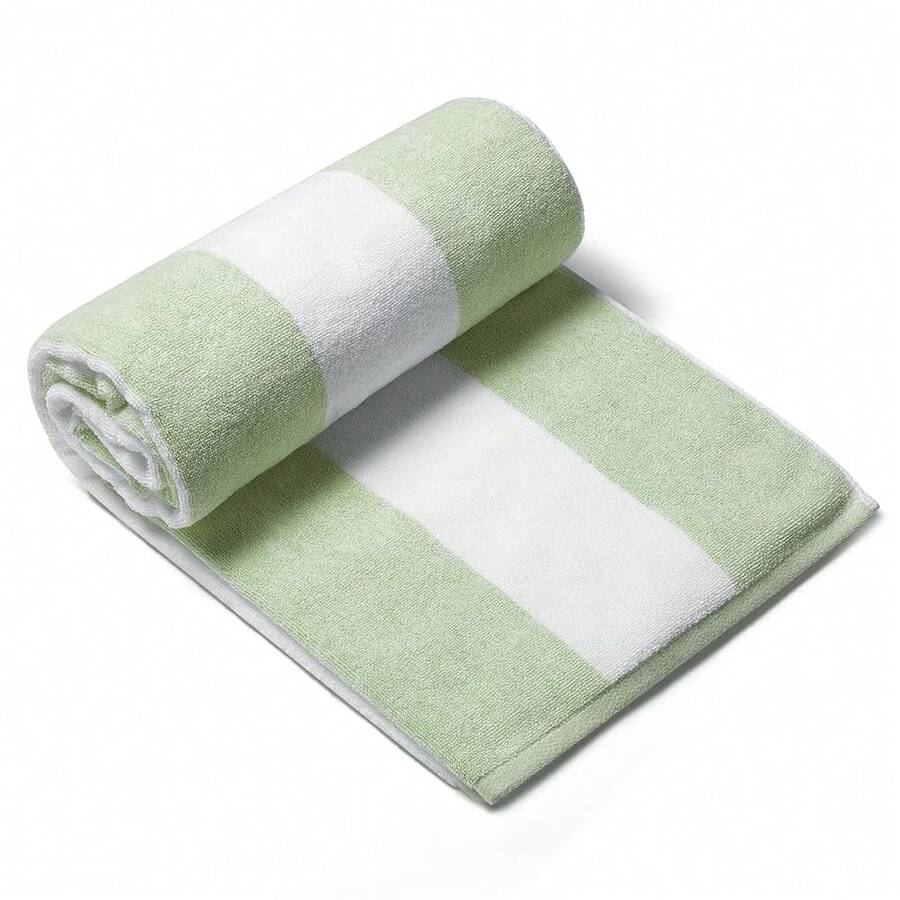 Pl 11ush Oversized Beach Towel - Cotton 40 X 70 Inch Large Thick Grass Gre1en Striped Cabana Pool Swimming Towel - GrassGreen1en - Xem 1