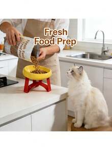 15° Tilted Anti-Vomiting Raised Pet Feeding Bowl, High Stand Cat/Dog Bowl, Protective Neck & Spine Design, Non-Slip Wide Base, Durable Plastic Material, Suitable For Cats & Small Dogs, Wet & Dry Food, Practical Pet Gift - 350ml - View 11