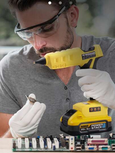 20W 无绳锂离子热熔胶枪，无线便携式锂离子热熔胶枪，20W 手工 DIY 热熔胶枪，无绳便携式胶枪，配有 20 根 7mm 胶棒，USB 充电，适用于学校手工、艺术 DIY 和家庭快速维修工具