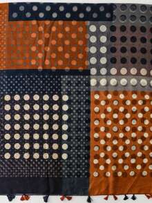 Women's Retro French Polka Dot Patchwork Contrast Color Scarf, Fringed Shawl Wrap, Versatile For Vacation - Rust - View 7