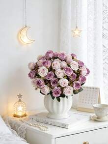 1朵仿真玫瑰，人造花，家居，餐厅，客厅，户外花园装饰，花艺，摄影道具，秋季，春季，花瓶，花墙，花环，婚礼花束，婚礼装饰，DIY花环材料，生日派对装饰材料，家居装饰配件，情人节 - 紫色 - 查看 6