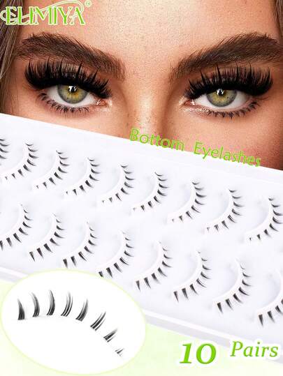 10 Pairs Natural Pointed, Transparent Thin Stem, Elongated Outer Corner Eyelashes, Ideal For Beginners
