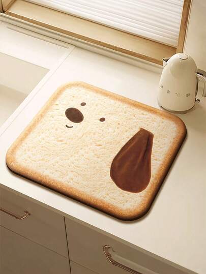 1 miếng lót ly bằng silicon hình bánh mì hoạt hình dễ thương, thảm thoát nước nhà bếp, tấm lót bát, thảm trải bàn ăn, trang trí nhà cửa, mùa xuân/hè.