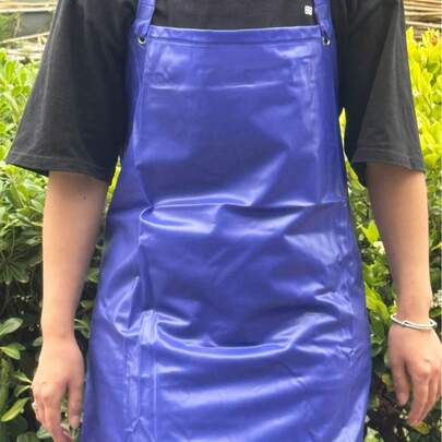 PVC Blue Waterproof Apron, Thick & Long, Oil-Resistant, Suitable For Food Service, Fishery, And Labor Protection For Men And Women