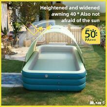 Piscina inflable de verano para adultos, para fiestas familiares, al aire libre, con tobogán colgante - Verde - Ver 3
