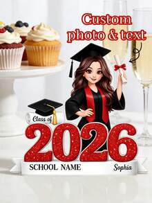 Customized Cartoon Photo Graduation Medal, Personalized Name And School Graduate Desktop Decor, High School College Graduation Party Decoration, Commemorative Keepsake Gift - Multicolor - View 8