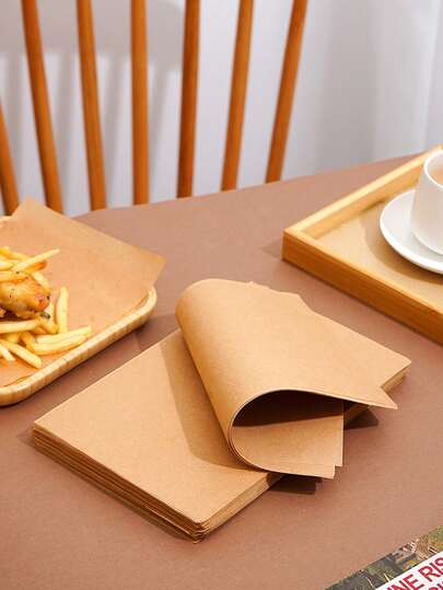 50/100/200pcs Rectangular Oil Absorbing Paper, Baking Paper Liners For Grill, Oven, Silicone Coated White Grease-Proof Paper, Baking Parchment Paper