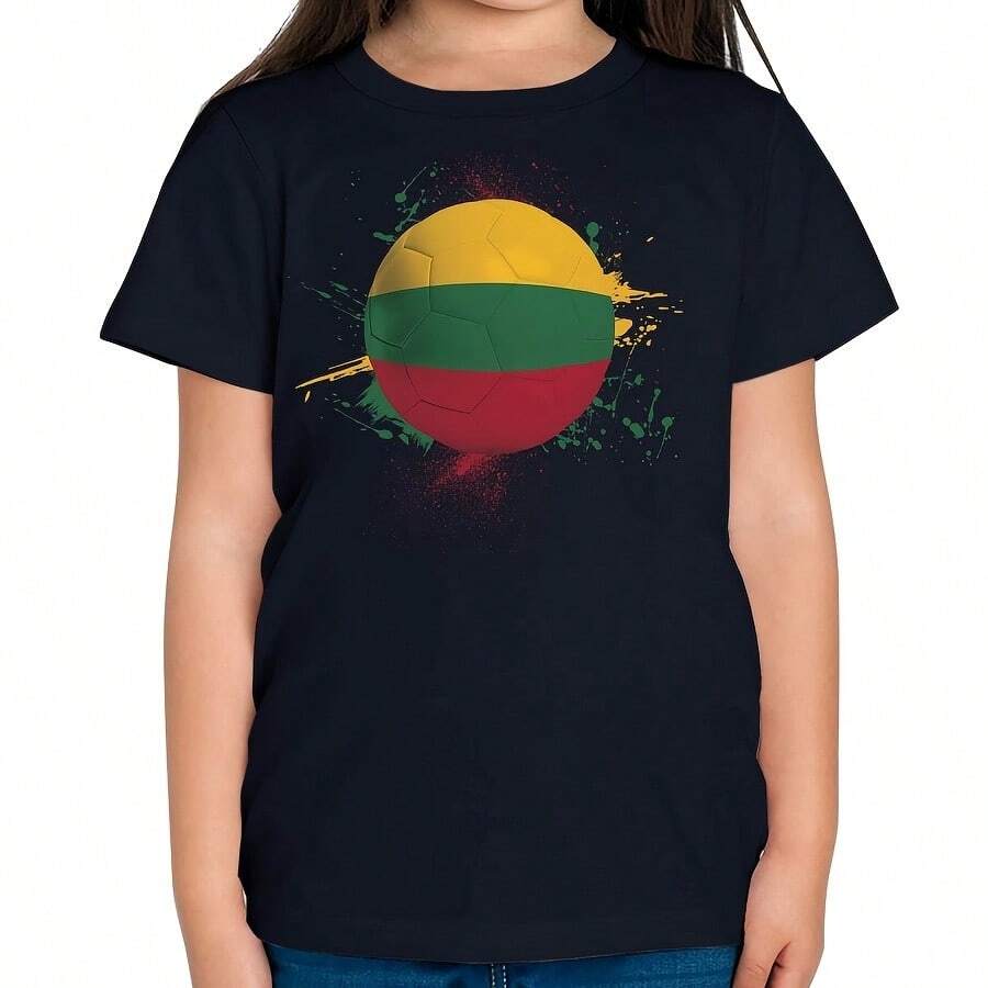 LITHUANIA FOOTBALL KIDS T-SHIRT TEE TOP GIFT WORLD CUP SPORT - Black - View 1