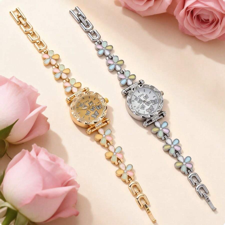 1 chiếc/bộ Đồng hồ nữ thanh lịch và dễ thương, đồng hồ thạch anh tối giản đa năng, thích hợp cho các hoạt động trực tuyến, lễ hội, quà tặng sinh nhật, khuyến mãi cuối năm. - Nhiều màu - Xem 1