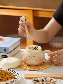 Creative Minimalist Cartoon Cute Ceramic Couple Milk Coffee Mugs, 401-500ml Large Capacity, Microwave & Dishwasher , Afternoon Tea Cup - Multicolor - View 2