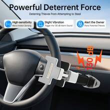 Steering Wheel Lock With Alarm, Heavy Duty Anti-Theft Car Device, Car Steering Wheel Lock With 2* Keys  - Suitable For Cars, , Trucks, SUVs, Etc. - Black - View 5