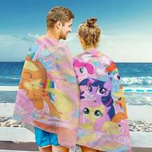 MY LITTLE PONY 1 pieza Toalla de playa extra grande con diseño de familia de caballos, de material de microfibra súper suave y de secado rápido, adecuada para piscina, crucero, regalo de vacaciones y esencial de verano para nadar, acampar y viajar - xm06 - Ver 6