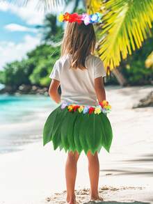 1 Bộ váy áo dự tiệc kiểu Hawaii với váy cỏ, vòng cổ, băng đô, vòng tay họa tiết lá nhiệt đới, phụ kiện lễ hội mùa hè, trang trí tiệc nhiệt đới Hawaii, trang trí tiệc Aloha, phụ kiện tiệc bãi biển mùa hè, trang trí tiệc Luau Hawaii. - Nhiều màu - Xem 10