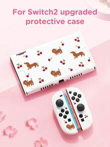 1pc Cute Cherry Dog Pattern Protective Case, Compatible With New Switch 2 (2025), Switch NS/Switch OLED/Lite, Suitable For Switch 2 Game Console Accessories, Family Pack, Storage Bag, Card Slot Base Shell, Switch Protective Case, Romantic Gift For Switch Players - Multicolor - View 15