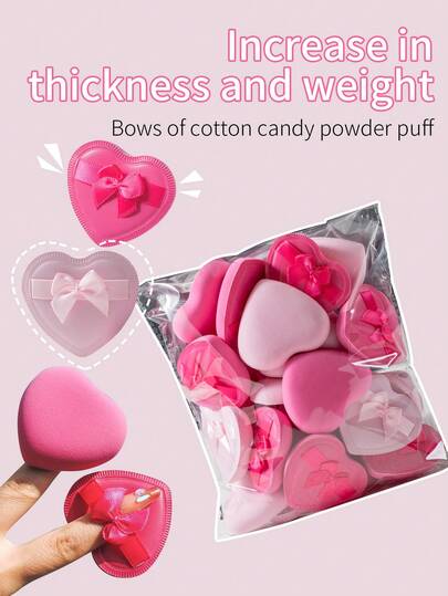 3/6/9个装棉花糖造型化妆海绵，蝴蝶结装饰，粉底/遮瑕晕染海绵，打造无痕妆容，适合所有肤质