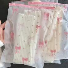 20pcs Transparent Floral Bow Clothing Storage Bags With Zipper - PEVA Material, Ideal For Clothes, Underwear, Toiletries, And Cosmetics. Essential For Travel, Home Organization, And Luggage Sorting. High Quality And Long-Lasting - View 2