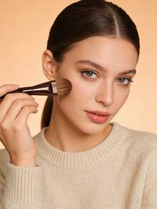 1-Piece Foundation Brush, Aluminum Handle, Makeup Tool, Soft And Dense Bristles, Basic Makeup Brush, Premium Quality Makeup Brush, Gift For Ladies - Multicolor - View 2