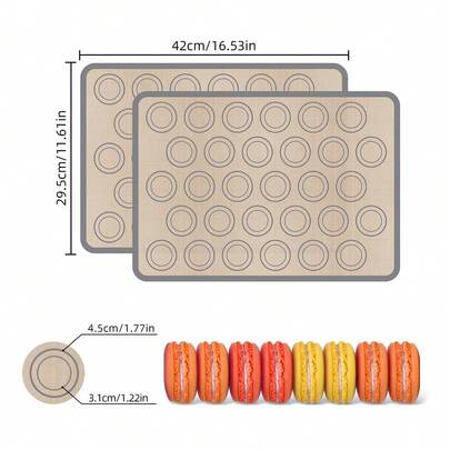 3pcs Silicone Baking Mat, Non-Stick Reusable Baking Pad, Heat Resistant Silicone Oven Liner, Cake Pan Mat, Suitable For Macarons, Cookies, Baking Tools, Kitchen Accessories, Household Cooking Supplies
