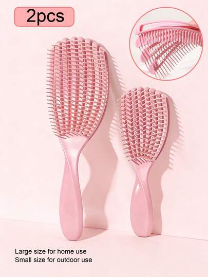 3/1 pieza Peine con forma de concha hueco y esponjoso, antiestático y suave para peinado, peine para masaje del cuero cabelludo, para uso en seco y húmedo, suave con el cabello, masaje del cuero cabelludo, alisado del cabello, herramienta de limpieza de peines, adecuado para el hogar, al aire libre, viajes, todo tipo de cabello