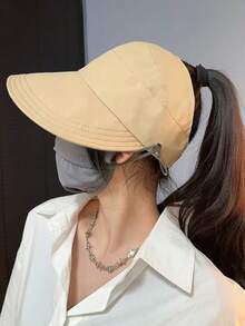 Women's Full-Face UV Protection Baseball Cap With Mask Hook, Versatile Design To Slim The Face, Duckbill Style - Openwork Baseball Cap - View 3