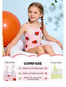 Girls Bathing Suit Size 2-10 Years - Cute Toddler Swimsuit Girl Adjustable One Piece Swimwear For Summer Beach Wear - 紫白花 - 查看 10