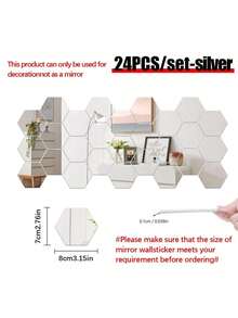 48 Pieces Of Hexagonal Acrylic Mirror Wall Decals, Removable Decorative Mirrors, Self-Adhesive Hexagonal Art Ornaments, Home Decor Stickers, Wall Stickers, Vinyl Decals, Spring Decorations, Freshen Up Your Home, Rama Decorative Sticker Gifts, Birthday Graduation Wall Decor, Room Decorations, Wall Mirrors, Bathroom Decor, Living Room Decor - 1cm - View 22