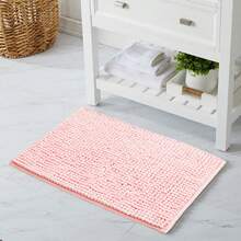 Felpudo de chenilla de peluche corto multicolor, alfombra antideslizante para la entrada del baño, alfombra absorbente, alfombra para mascotas - rosa - Ver 6