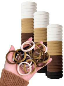 100条时尚简约高弹加厚发圈，适合日常使用和送礼。可用作发圈、马尾辫发带、头带和运动头带。适合女性和女孩，可完美固定长发。也适合青少年。| 时尚头带系列 | 耐用头带（100/50/20/1条装可选） - 奶咖色 - 查看 4