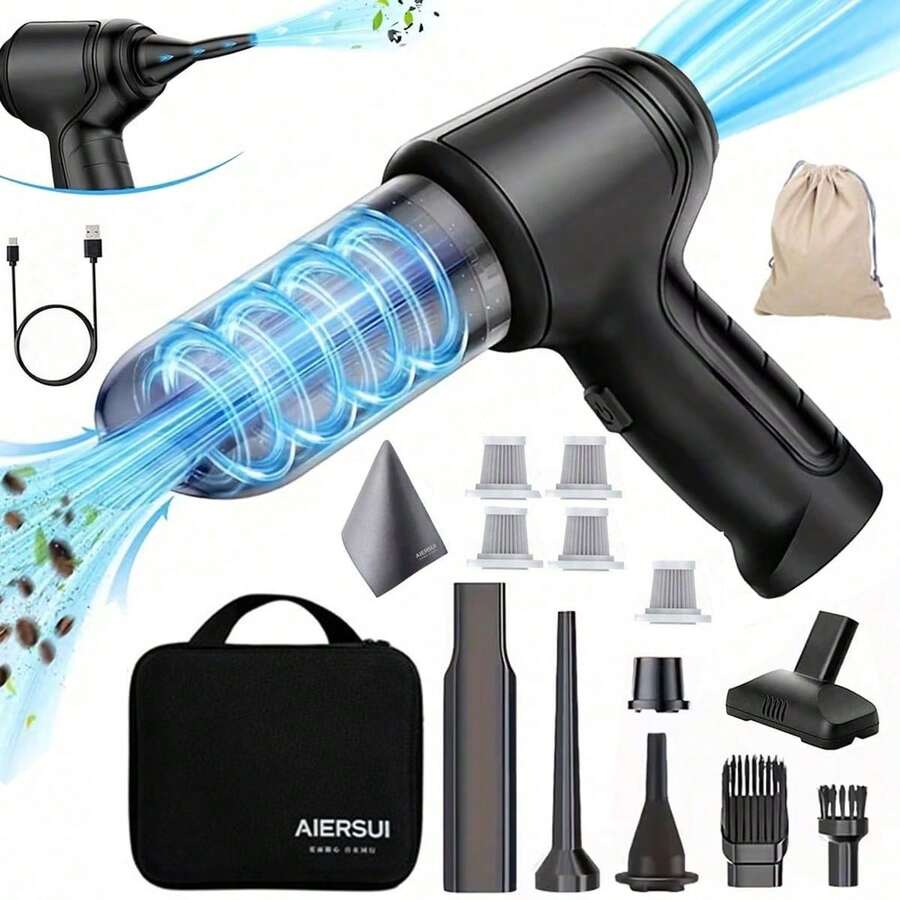 SUITU 宠物专用手持吸尘器，3500Pa强劲吸力，迷你车载吸尘器，续航时间20-25分钟。小巧的集尘器，配备清洁配件，适用于家庭和电脑清洁。内置7.4V 2000mAh电池。 - 無線 - 查看 1