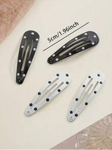 20 piezas de Pasadores de perla con esmalte brillante y estampado, pasadores de flequillo, accesorios de cabello casual - Blanco y Negro - Ver 4