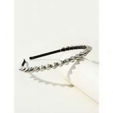 1pc Studded Decor Hair Hoop Street For Daily Use For Women Hairstyles Casual Tiaras,Hairband,Hair Hoop Headbands Hair Accessories Head Accessories - 銀色 - 查看 2