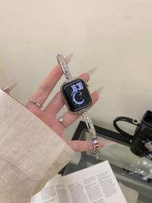 1件裝鑽石亮面金屬手鍊，相容 表帶，女款，適用 38mm 40mm 41mm 42mm 44mm 45mm 46mm 49mm，Ultra 11/10/9/8/7/6/5/4 系列 - 銀色 - 查看 3
