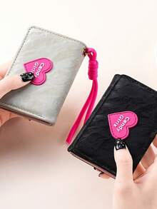 1 pieza Monedero con forma de corazón rosa lindo con cierre de presión | Billetera multifuncional para tarjetas para niña en rojo rosa, negro, blanco | Material PU, perfecto para fiestas - Multicolor - Ver 5
