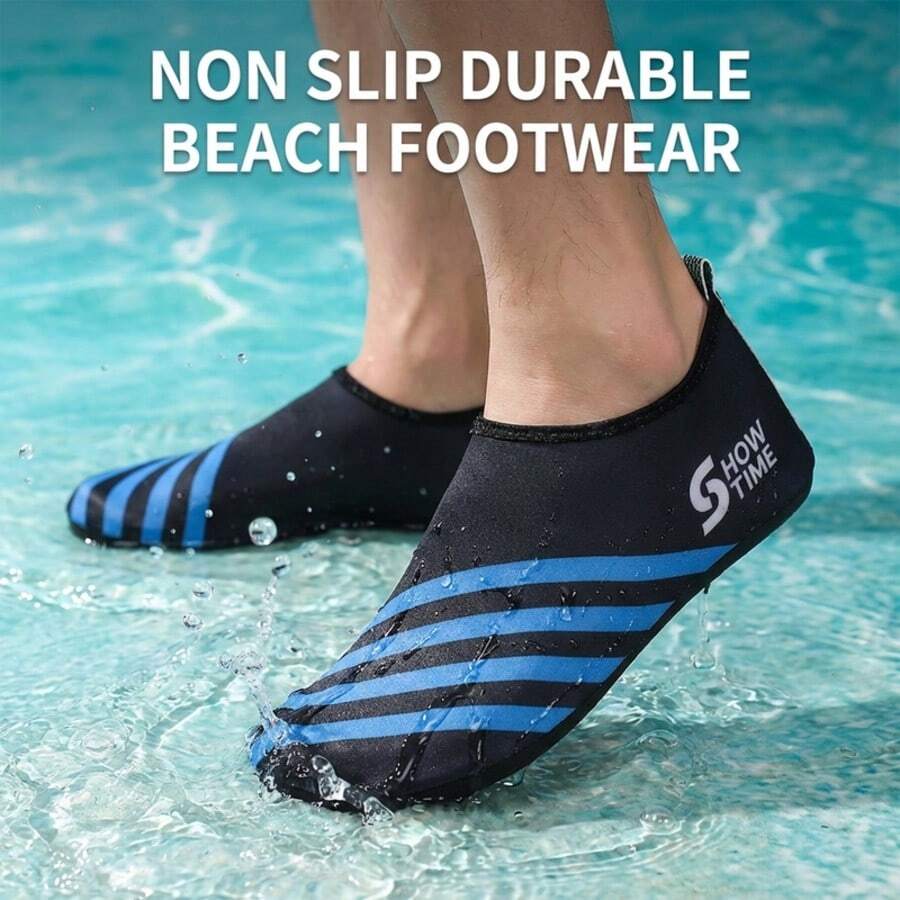 Giày đi nước sọc đen xanh cổ điển, phù hợp cho tập thể dục, yoga, pilates, chạy bộ, leo núi, đi biển, bơi lội, mặc thường ngày, giày thể thao đa năng. - màu đen - Xem 1