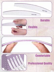 100/180 Grit Double-Sided Nail File, Reusable Nail Buffer Block, Suitable For Natural And Acrylic Nails, Home And Salon Use - Light Grey - View 8