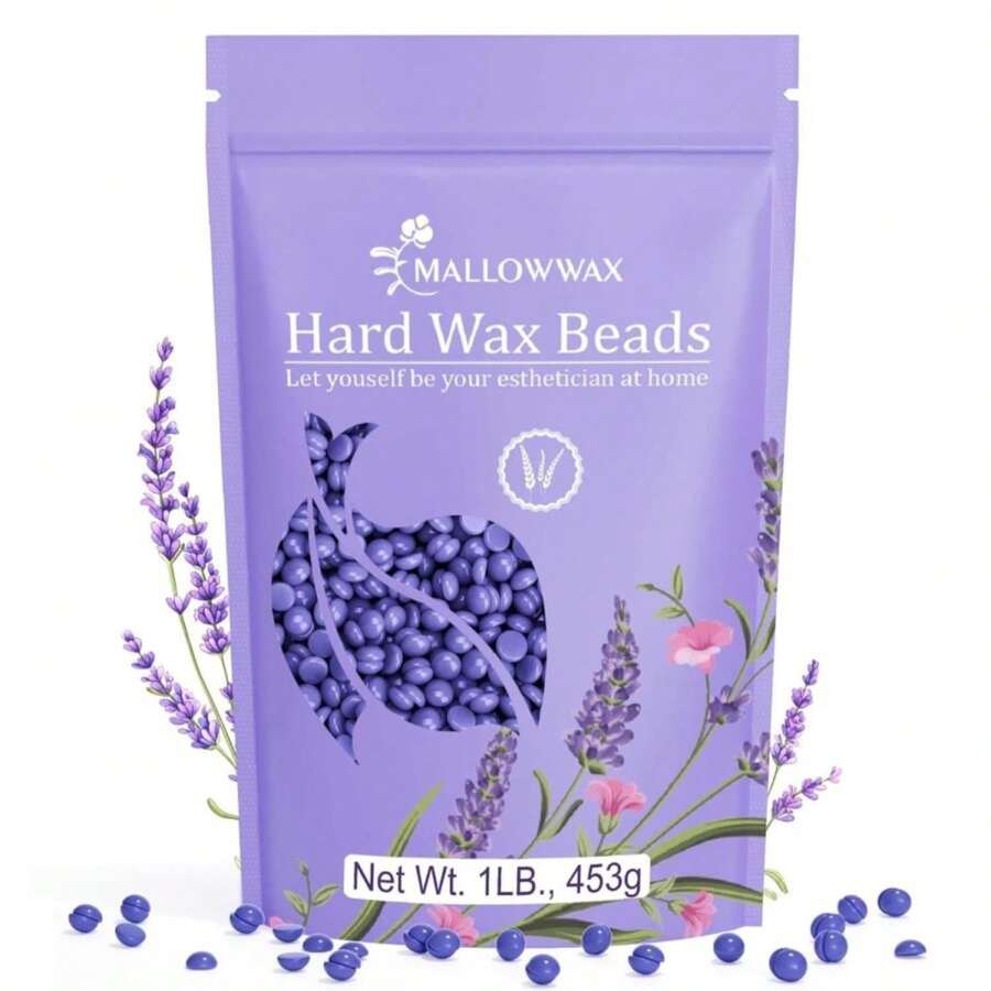 Mallowwax Hard Wax Beads, Wax Beans For Hair Removal, Natural Lavender, Stripless, Coarse Body Hair Specific - Ideal For Bikini, Brazilian, Legs, Underarms, Chest, 16 Ounce - ColorI - 查看 1