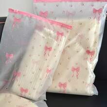 20pcs Transparent Floral Bow Clothing Storage Bags With Zipper - PEVA Material, Ideal For Clothes, Underwear, Toiletries, And Cosmetics. Essential For Travel, Home Organization, And Luggage Sorting. High Quality And Long-Lasting - View 5