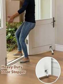 防踢门挡，适用于门底，经久耐用，室内外商业用途皆宜。免钻孔门楔，防夹手门挡，银色和黑色可选。 - 多色 - 查看 5