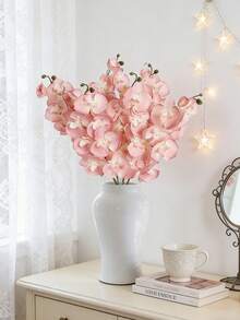 6支2.23英尺（约68厘米）长的仿真粉色蝴蝶兰，8个花头，丝绸材质，适用于客厅、家居花园、婚礼、浪漫派对装饰、DIY月亮花环、情人节、母亲节、生日礼物、春节、送给女友或女性的礼物 - 粉色 - 查看 6