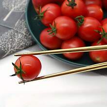 5/10双装可重复使用不锈钢筷子 - 高端金色，防滑，韩式和日式餐具，适用于寿司、小吃等 - 厨房用具套装 - 查看 2