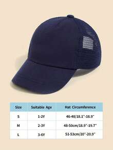 1 buah Topi Baseball Anak, Topi Baseball Pelindung Matahari yang Dapat Diatur dan Bernapas untuk Balita Laki-laki di Luar Ruangan dan Pantai - Biru tua + kain jala biru tua - View 5