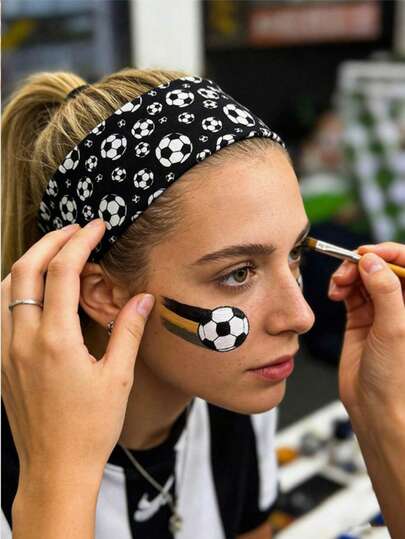 1/3件装春季时尚运动头带，宽版足球印花吸汗带，弹性啦啦队头饰，防滑吸湿健身发饰，圣帕特里克节和复活节男女礼物