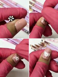 6件套花朵造型美甲印章笔套装（雏菊/蝴蝶/玫瑰/花瓣美甲彩绘笔）DIY专业美甲工具 - 藍色 - 查看 6