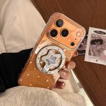 GUCADI Transparent Magnetic White Star + Gray-White Star Magnetic Stand Suitable For IPhone 17 Phone Case, 17 Pro Max Magnetic Stand, 15 Transparent Personalized Soft Case, Creative, Geometric, Minimalist Style, Niche, Ins Style - Clear - View 10