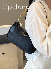 Solid Color PU Leather Shoulder Bag For Women, Adjustable Strap Office Tote Crossbody Bag, Versatile Handbag For Commuting, Adjustable Shoulder Strap Small Square Bag, Armpit Bag, Simple Metal Chain Bag, Travel Essentials, School Supplies, Travel Accessories - 彩色 - 查看 2
