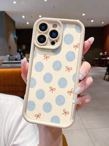 Soft Milky White & Blue Polka Dot Red Bow 17 AIR Pro Max Phone Case, Shockproof Matte Protective Cover Compatible With Iphone 16 Pro Max, 15 Pro, 14, 13, Girly - Takatake Antique White - View 8