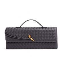 25 nuevos modelos de bolsos de mano cruzados con cierre tejido a mano, bolsos de noche tipo acordeón de alta calidad, bolsos cruzados de un solo hombro. - B1893# Gris hierro - Ver 3