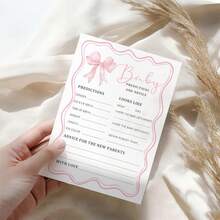 Thẻ dự đoán tiệc mừng em bé với nơ hồng, Thẻ gợi ý trò chơi cho tiệc mừng em bé. - B - Xem 3